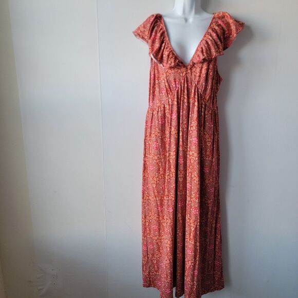 Boden Dresses & Skirts - Boden Women's Tie Back Jersey Maxi Dress sz 14R Poinsettia Exotic Tile Ruffle